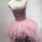 Mini robe de soirée en satin, sans bretelles, sans manches, ligne a, simple, C899