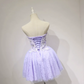 Mini robe de soirée en satin, sans bretelles, sans manches, ligne a, simple, C899
