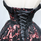 Vintage Off-the-Shoulder Black Homecoming Dress Tulle Floral A-Line Birthday Dress C8362