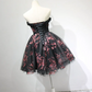 Vintage Off-the-Shoulder Black Homecoming Dress Tulle Floral A-Line Birthday Dress C8362
