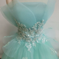 Retro Streapless Green Ball Gown Appliques Tulle Sweet 16 Dresses C8364