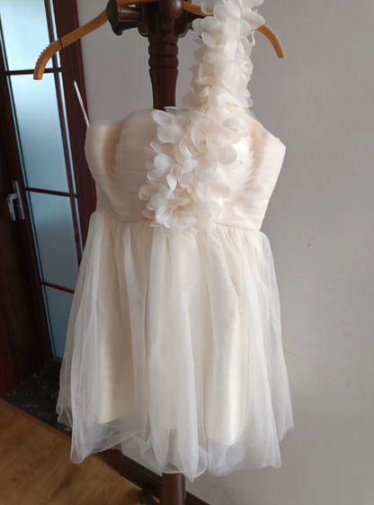 Mini robe de soirée en satin, sans bretelles, sans manches, ligne a, simple, C899