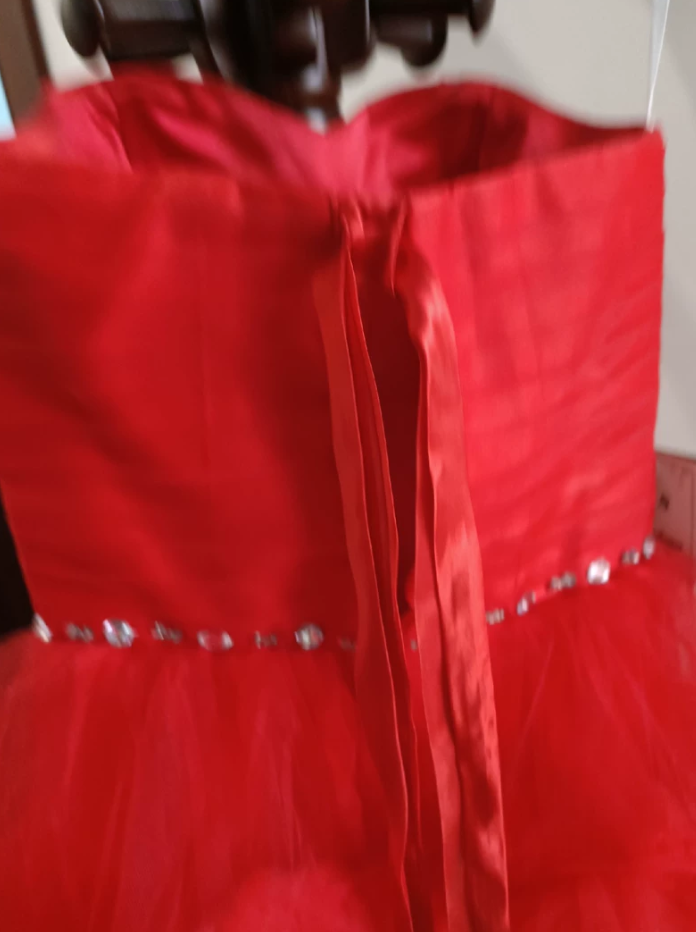 Sexy Red Beaded Homecoming Dress Ruffles Tulle A-Line Tulle Birthday Dress C8370