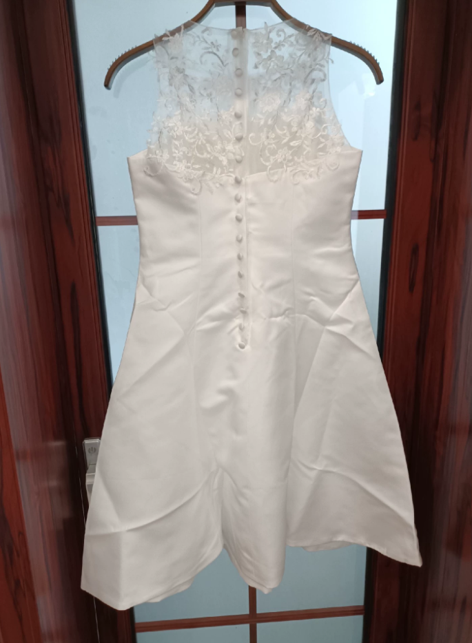 Graceful Satin White Homecoming Dress Lace A-Line Birthday Dress C8372