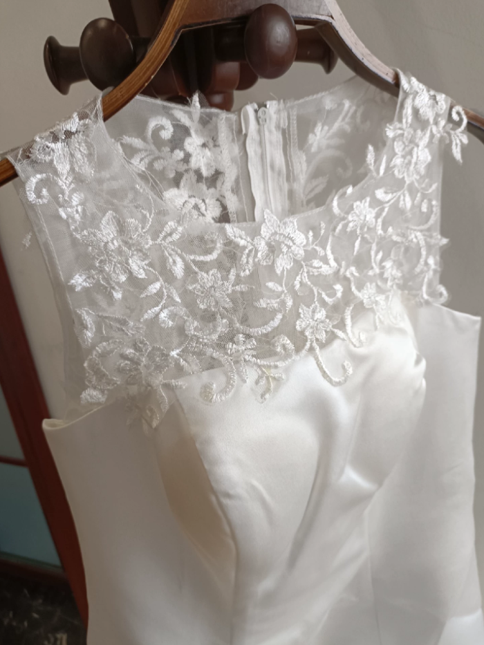 Graceful Satin White Homecoming Dress Lace A-Line Birthday Dress C8372