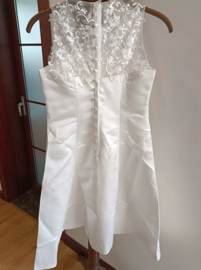 Graceful Satin White Homecoming Dress Lace A-Line Birthday Dress C8372