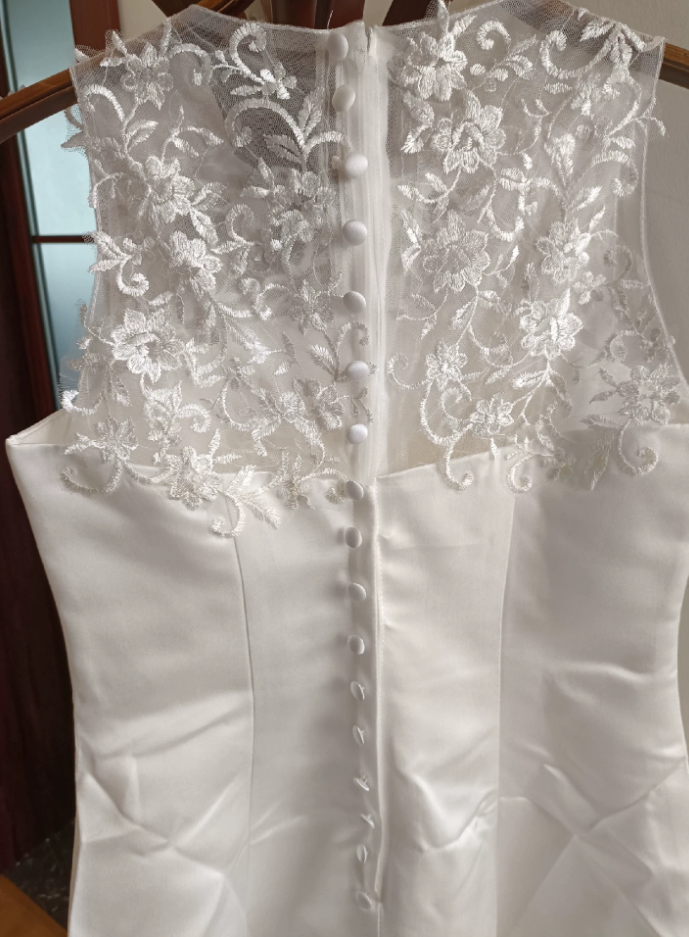 Graceful Satin White Homecoming Dress Lace A-Line Birthday Dress C8372