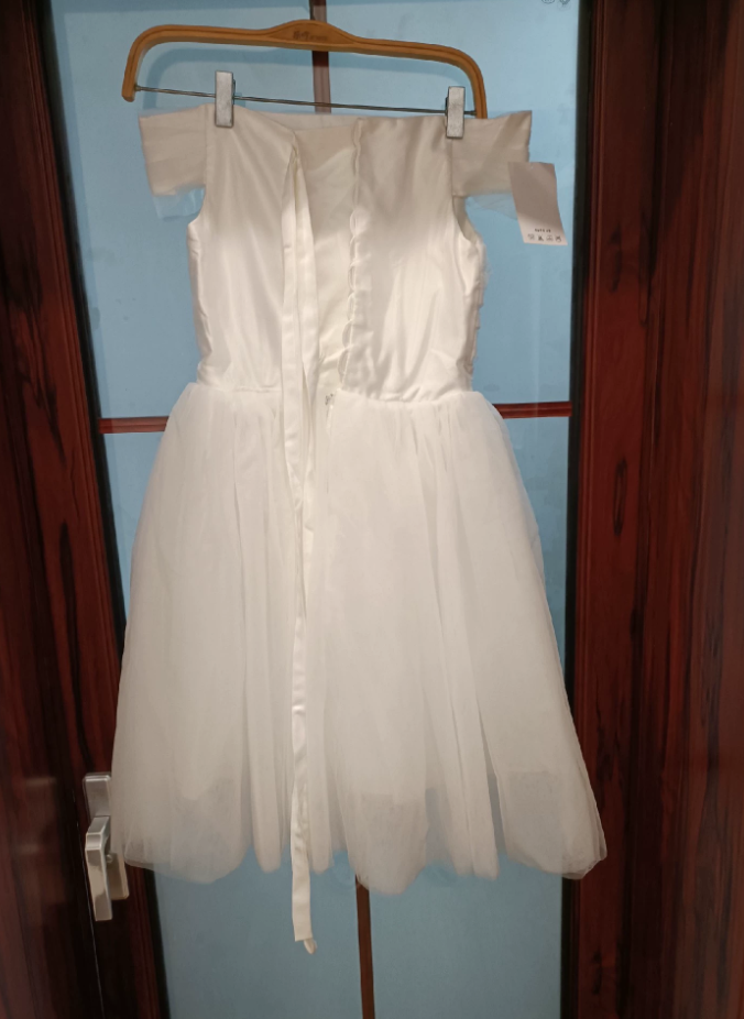 Sleek Off-Shoulder White Homecoming Dress Tulle A-Line Tulle Birthday Dress C8373
