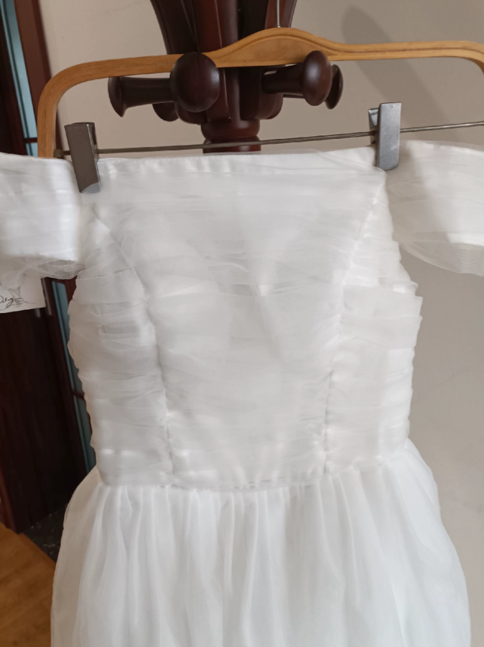 Sleek Off-Shoulder White Homecoming Dress Tulle A-Line Tulle Birthday Dress C8373