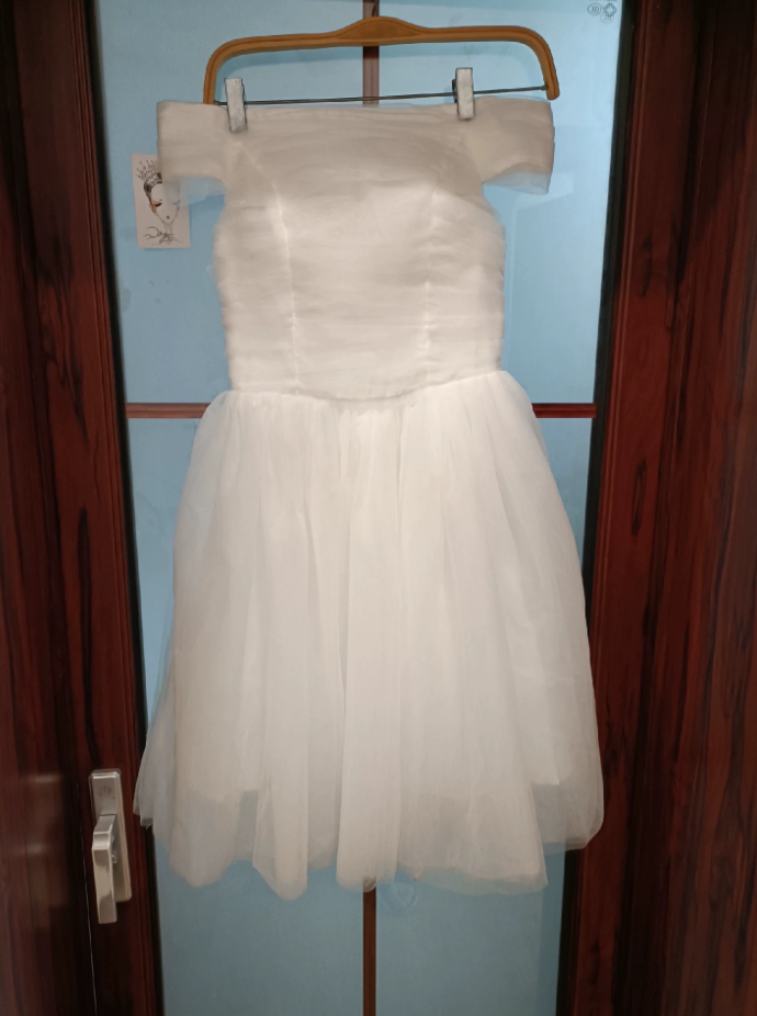 Sleek Off-Shoulder White Homecoming Dress Tulle A-Line Tulle Birthday Dress C8373