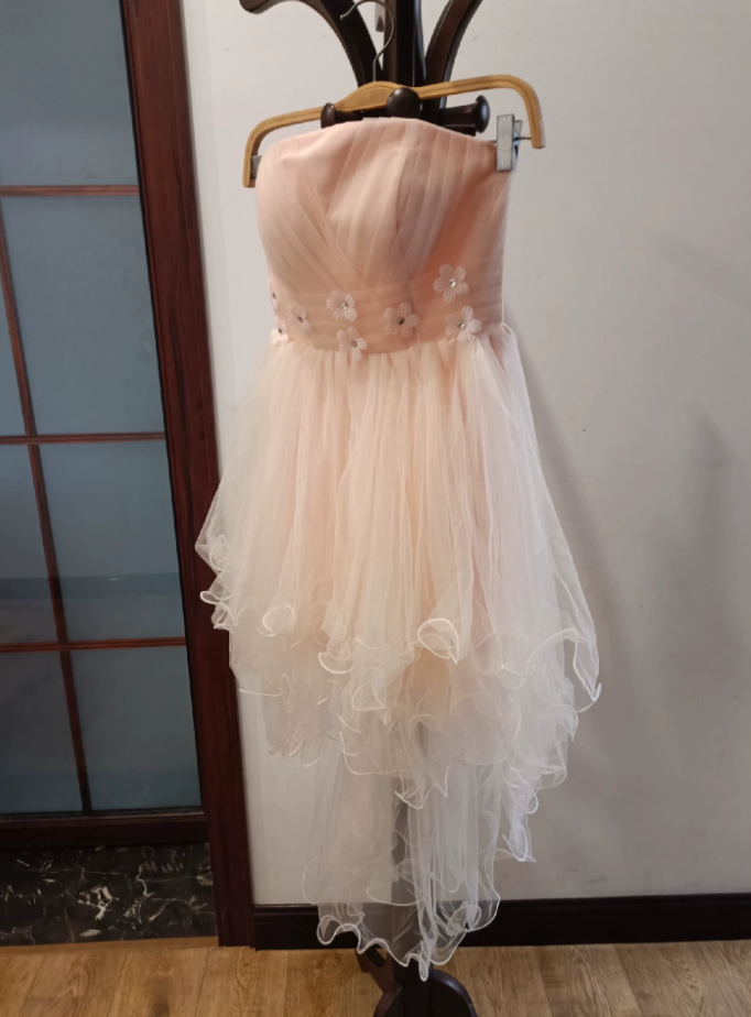 Mini robe de soirée en satin, sans bretelles, sans manches, ligne a, simple, C899