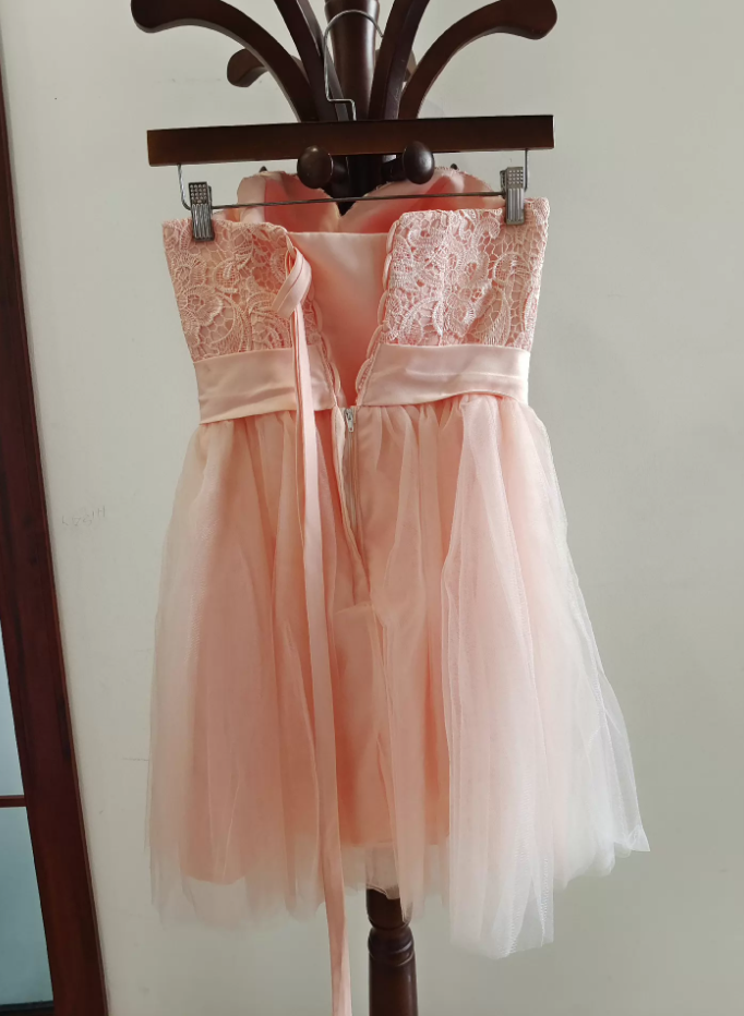 Mini robe de soirée en satin, sans bretelles, sans manches, ligne a, simple, C899