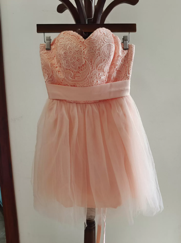 Mini robe de soirée en satin, sans bretelles, sans manches, ligne a, simple, C899