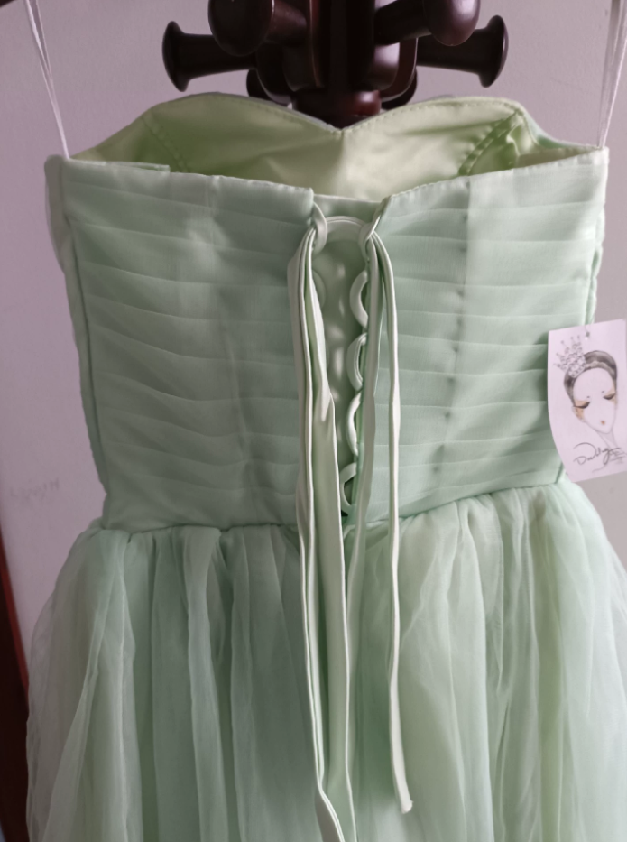 Unique Strapless Green Prom Dress Tulle A-Line Formal Dress C8377