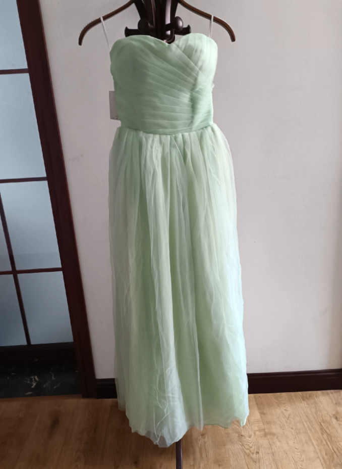 Unique Strapless Green Prom Dress Tulle A-Line Formal Dress C8377