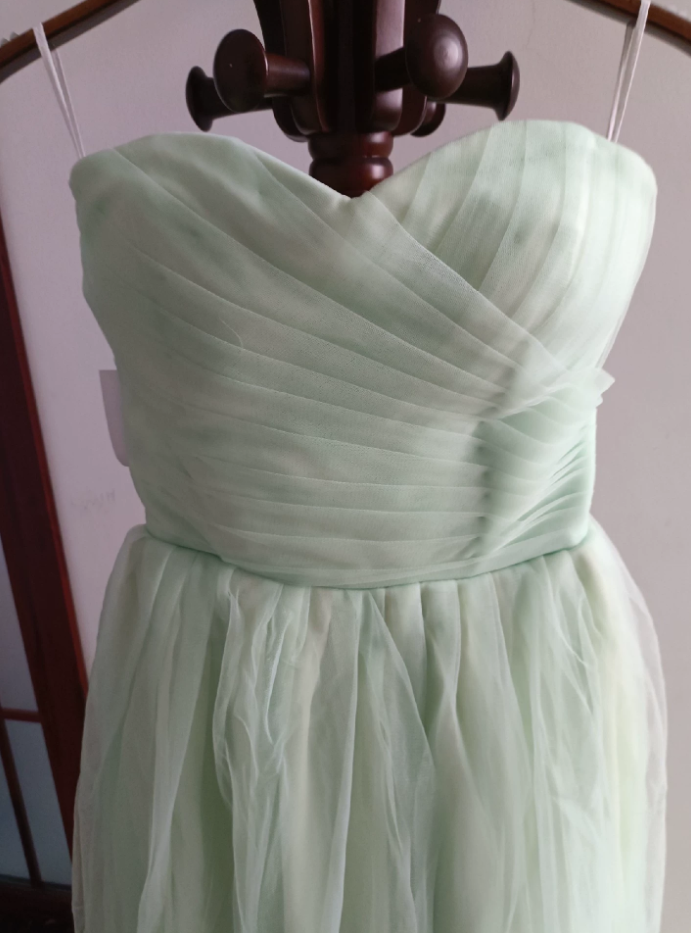 Unique Strapless Green Prom Dress Tulle A-Line Formal Dress C8377