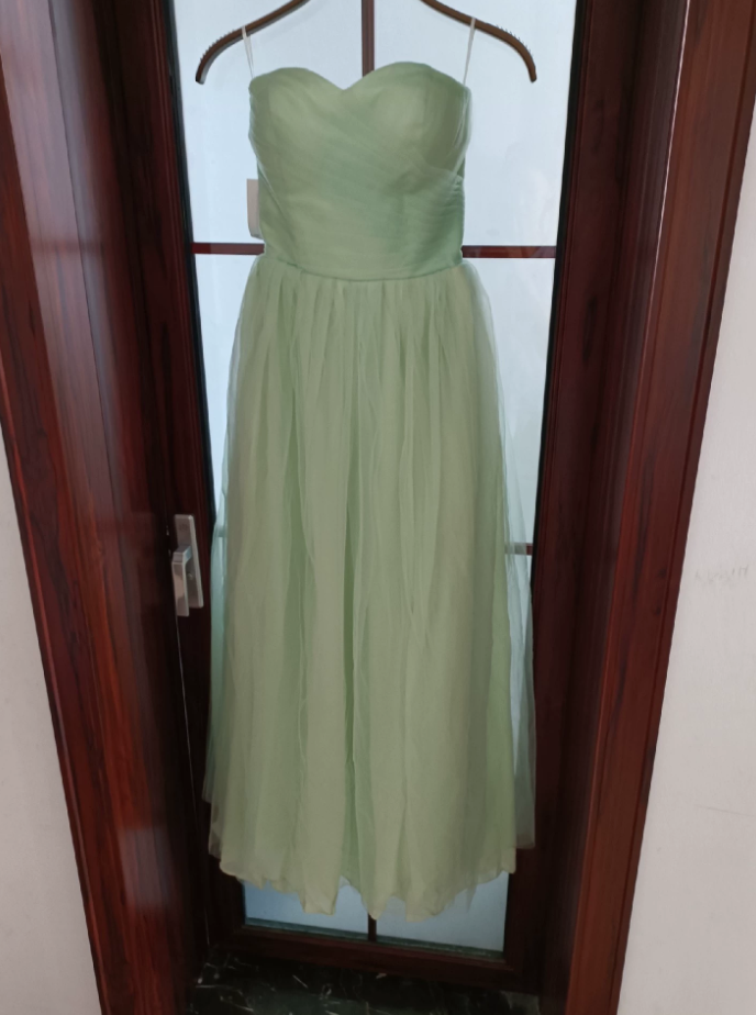 Unique Strapless Green Prom Dress Tulle A-Line Formal Dress C8377