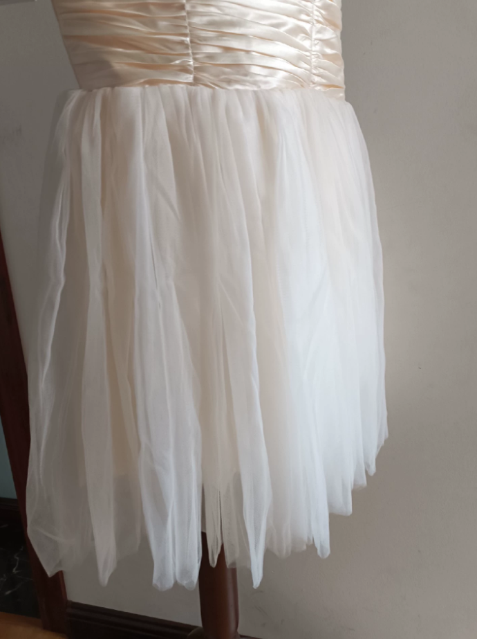 Mini robe de soirée en satin, sans bretelles, sans manches, ligne a, simple, C899