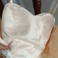 Mini robe de soirée en satin, sans bretelles, sans manches, ligne a, simple, C899