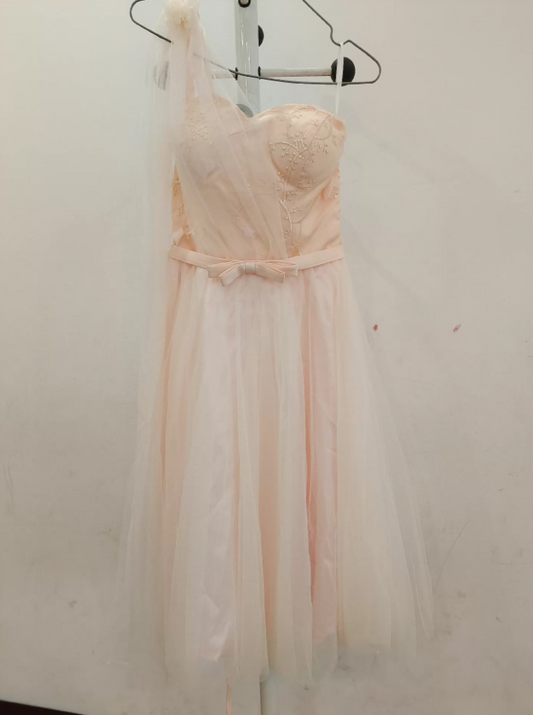 Lovely One Shoulder Apricot Prom Dress Tulle A-Line Formal Dress C8381