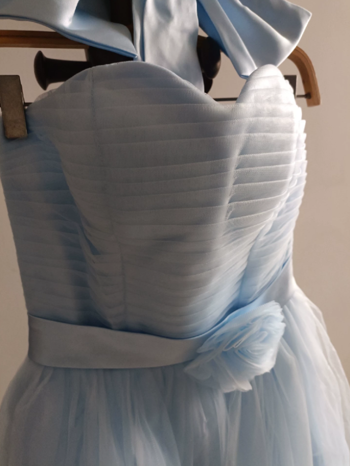 Mini robe de soirée en satin, sans bretelles, sans manches, ligne a, simple, C899