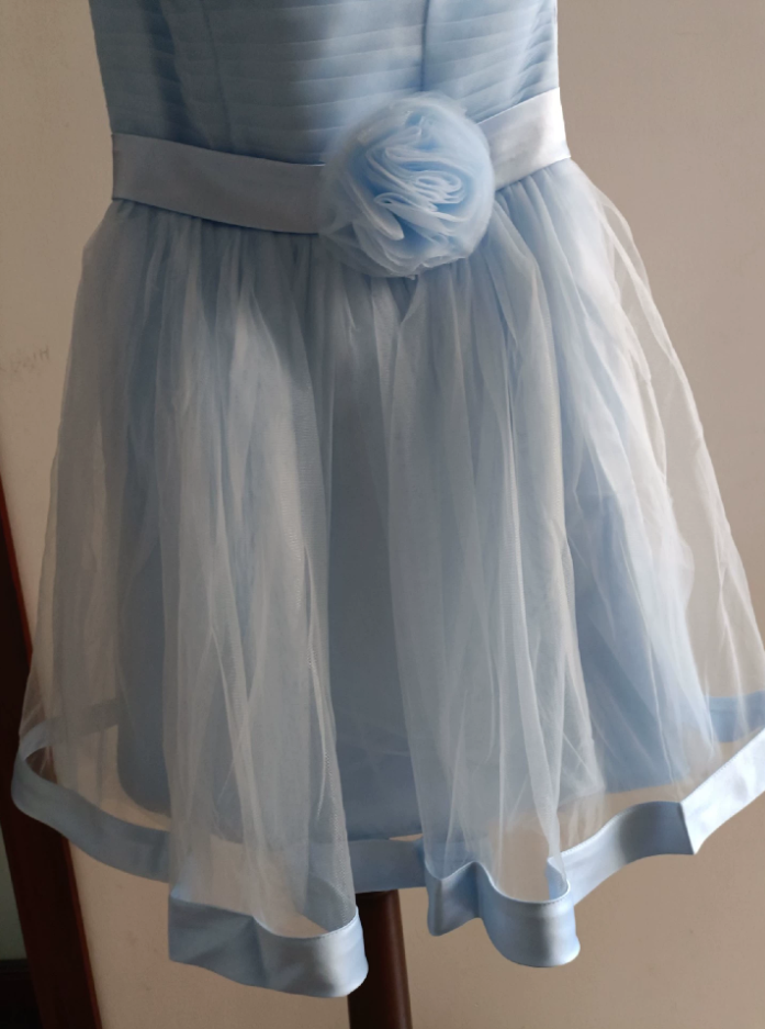 Mini robe de soirée en satin, sans bretelles, sans manches, ligne a, simple, C899