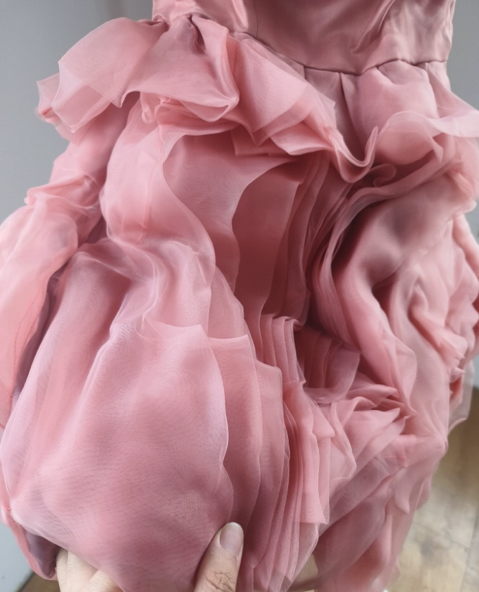 Fashion One Shoulder Pink Homecoming Dress Tulle A-Line Ruffles Birthday Dress C8384
