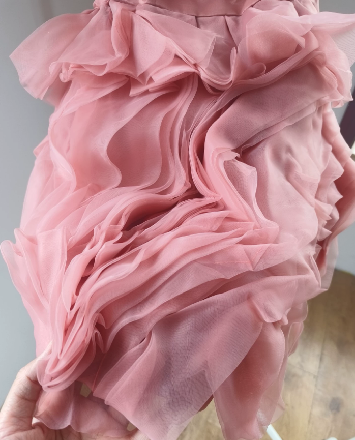 Fashion One Shoulder Pink Homecoming Dress Tulle A-Line Ruffles Birthday Dress C8384