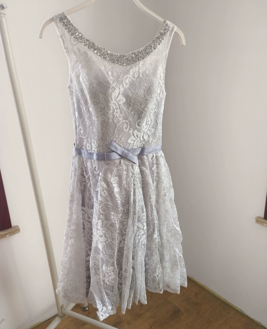 Charming Beaded Purple Homecoming Dress Jewel Neck Lace A-Line Birthday Dress C8386
