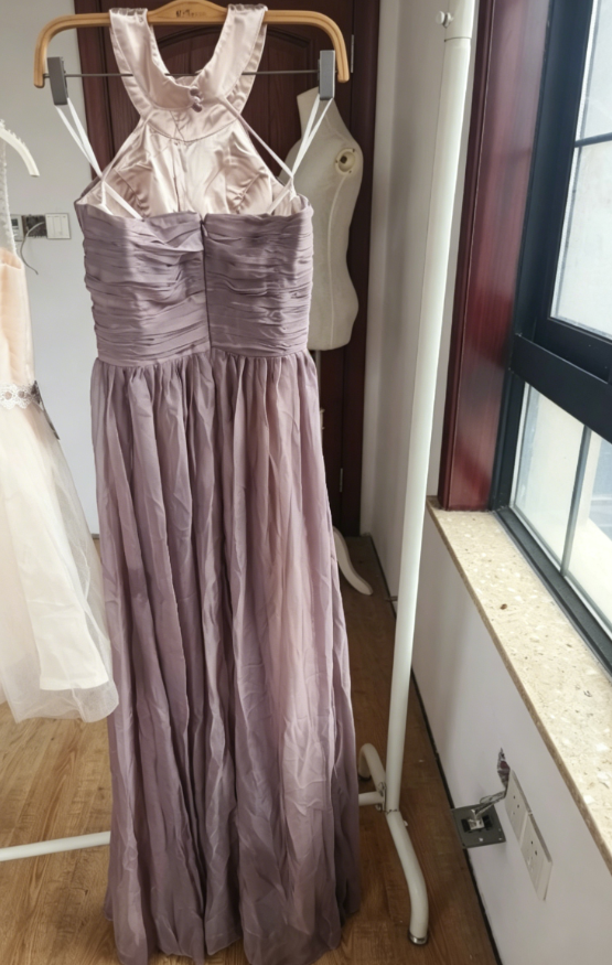 Mordern Halter Neck Purple Prom Dress Beading A-Line Formal Dress C8389