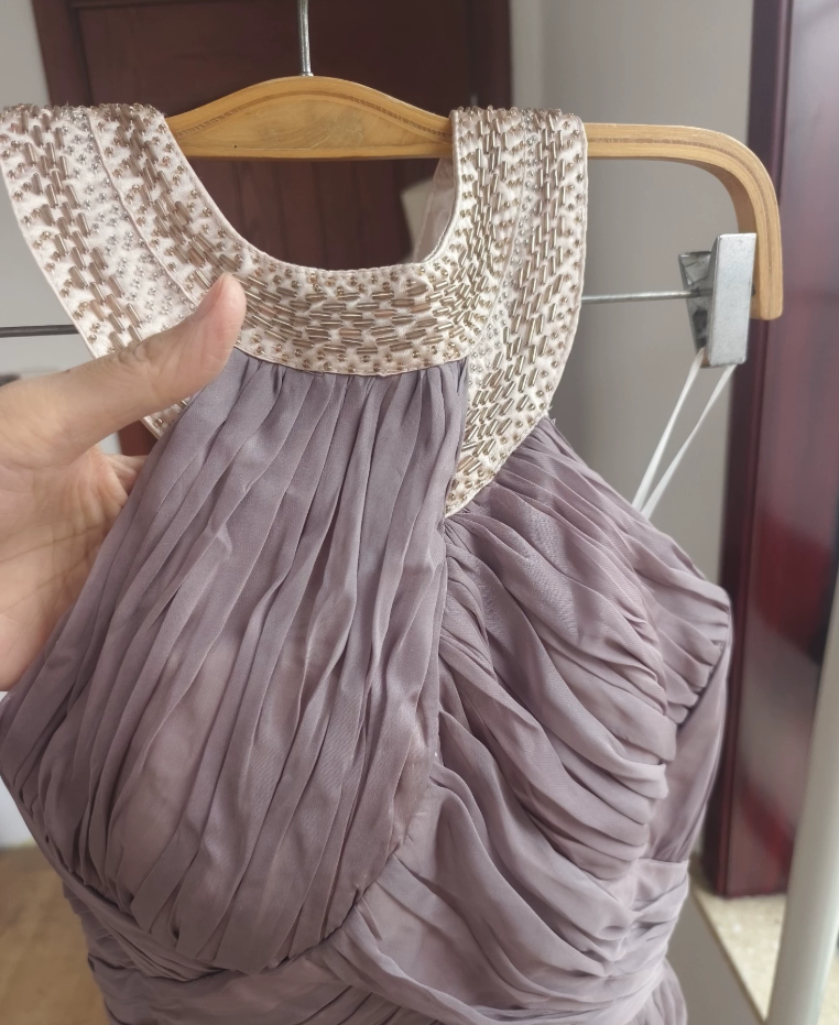 Mordern Halter Neck Purple Prom Dress Beading A-Line Formal Dress C8389