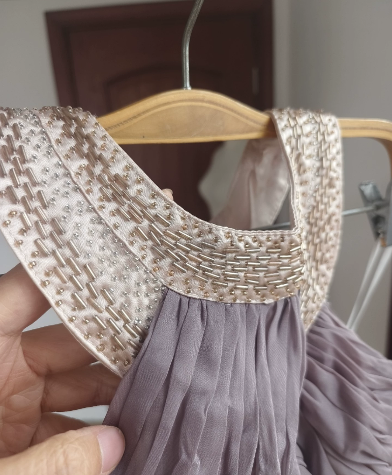 Mordern Halter Neck Purple Prom Dress Beading A-Line Formal Dress C8389