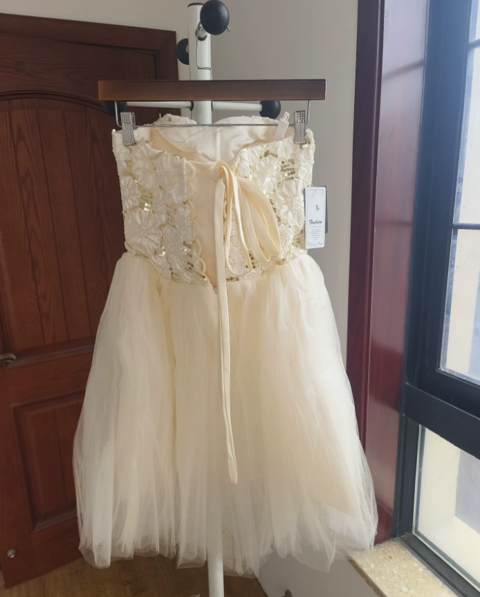 Mini robe de soirée en satin, sans bretelles, sans manches, ligne a, simple, C899