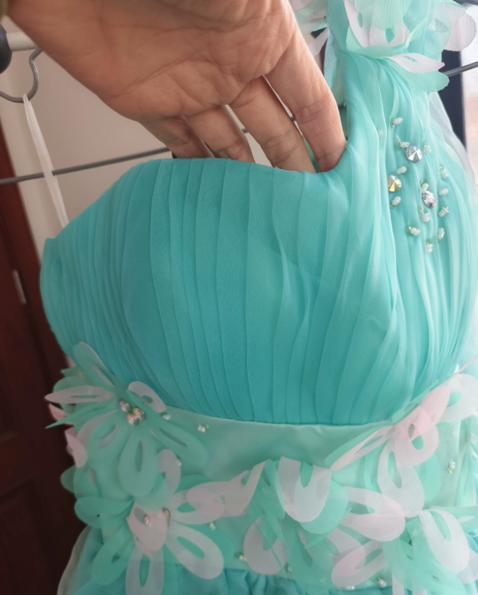Robe de bal de princesse bustier à volants en satin long, robe de soirée C8117