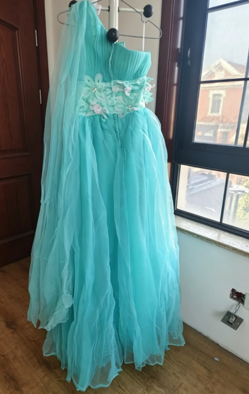 Robe de bal de princesse bustier à volants en satin long, robe de soirée C8117