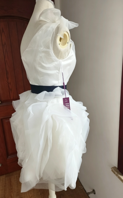 Mini robe de soirée en satin, sans bretelles, sans manches, ligne a, simple, C899