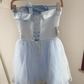Mini robe de soirée en satin, sans bretelles, sans manches, ligne a, simple, C899