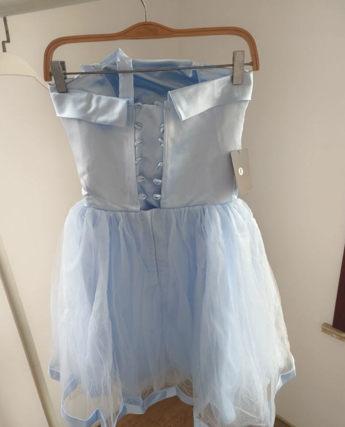 Mini robe de soirée en satin, sans bretelles, sans manches, ligne a, simple, C899