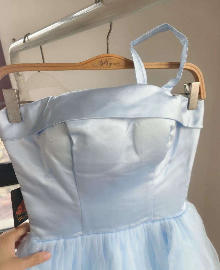 Mini robe de soirée en satin, sans bretelles, sans manches, ligne a, simple, C899