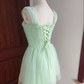Mini robe de soirée en satin, sans bretelles, sans manches, ligne a, simple, C899