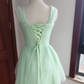 Mini robe de soirée en satin, sans bretelles, sans manches, ligne a, simple, C899