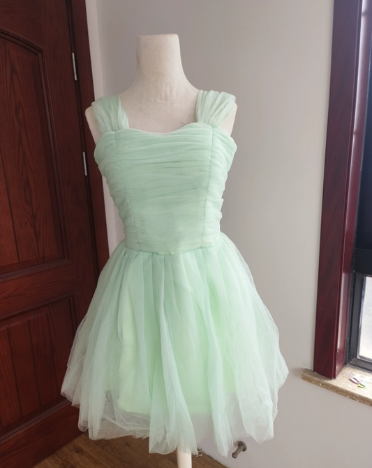 Sleek Pastel Green Homecoming Dress A-Line Tulle Birthday Dress C8398