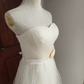 Mini robe de soirée en satin, sans bretelles, sans manches, ligne a, simple, C899