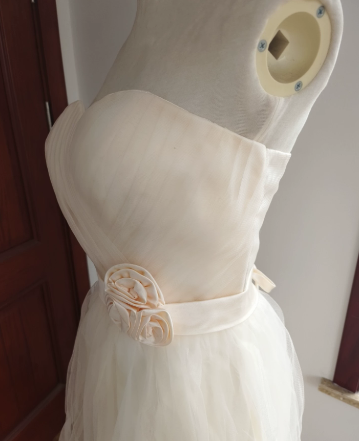 Mini robe de soirée en satin, sans bretelles, sans manches, ligne a, simple, C899
