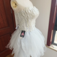 Mini robe de soirée en satin, sans bretelles, sans manches, ligne a, simple, C899
