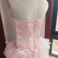 Elegant Strapless Pink Prom Dress Tulle Appliques A-Line Formal Dress C8402
