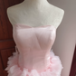Elegant Strapless Pink Prom Dress Tulle Appliques A-Line Formal Dress C8402