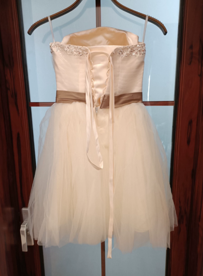 Charming Strapless Pastel Champagne Homecoming Dress Sequins Tulle Birthday Dress C8403