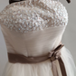 Charming Strapless Pastel Champagne Homecoming Dress Sequins Tulle Birthday Dress C8403