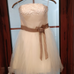 Charming Strapless Pastel Champagne Homecoming Dress Sequins Tulle Birthday Dress C8403